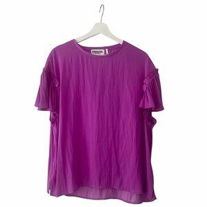 Woman’s Essential Antwerp Purple Magenta Ruffle Sleeve Sleeve Blouse